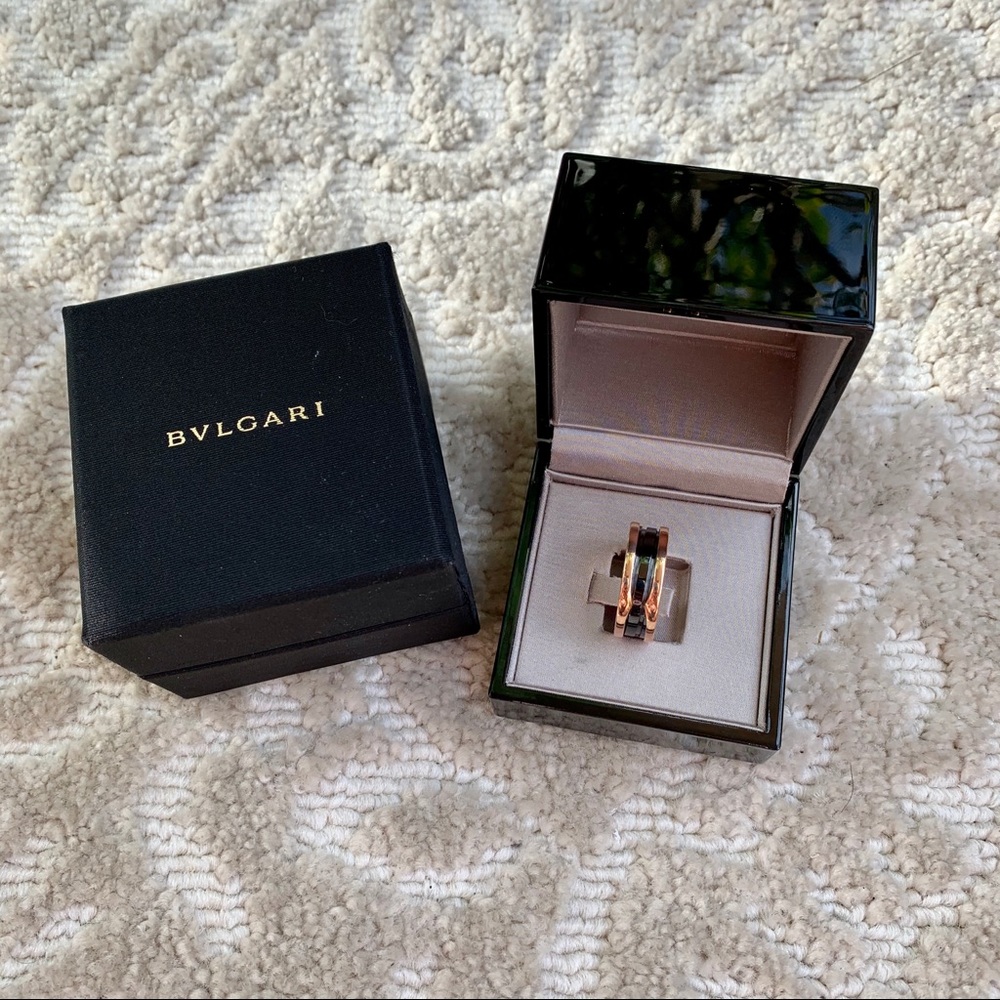 BULGARI 18K Rose Gold B.Zero Two Band Ring 62 - Picture 1 of 8